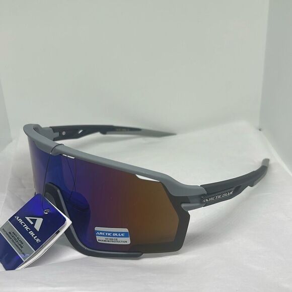 Arctic Blue Sports Sunglasses UV400 Protection Wrap Shield Frame - Picture 1 of 3